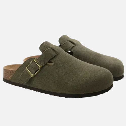 Herren Wildleder Orthopädische Komfort Clogs - Schnallen-Absatzmules