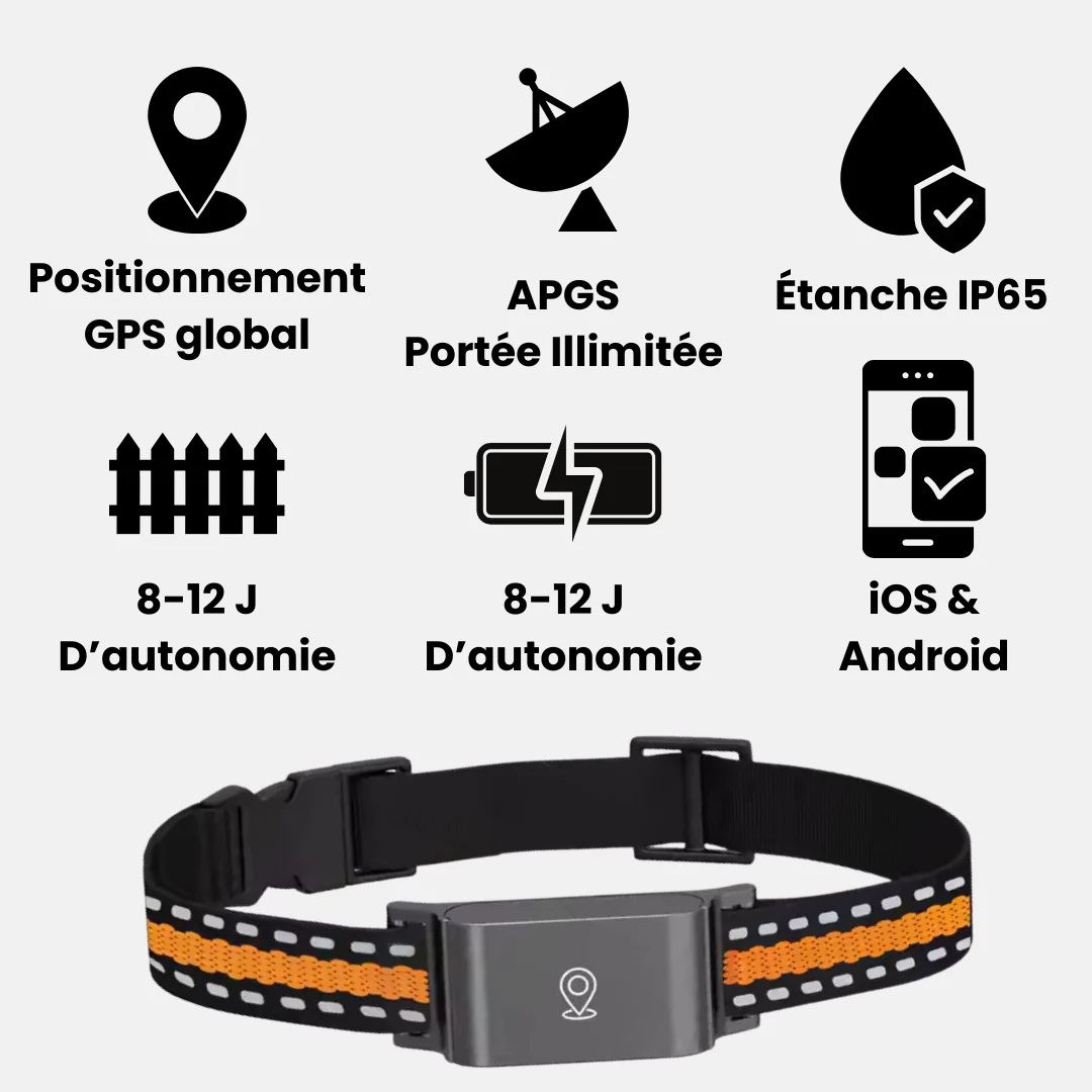 Collier GPS Sans Abonnement Narsago™ – Suivi Précis, Portée Illimitée
