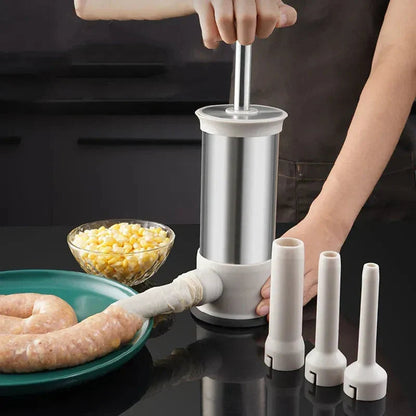 Wurstfüller Edelstahl mit 4 Füllaufsätzen