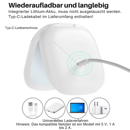 Sandsberg | Mini miroir cosmétique LED 10x avec différents réglages de lumière, rechargeable par USB