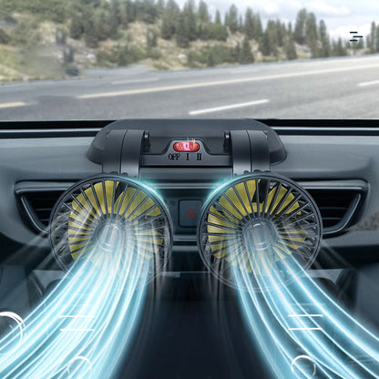 Doppellüfter für das Auto – 360° Rotation, 12V/24V/USB, leise