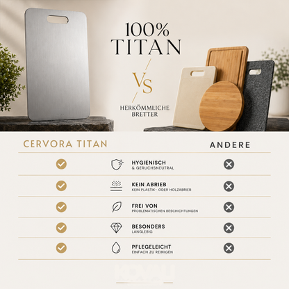 Cervora – Planche à découper premium en titane 100 % titane