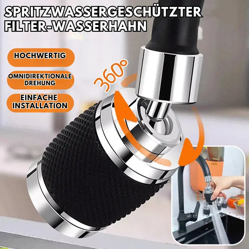 360° Wasserhahn-Aufsatz – Spritzschutz, drehbar & werkzeuglos montierbar