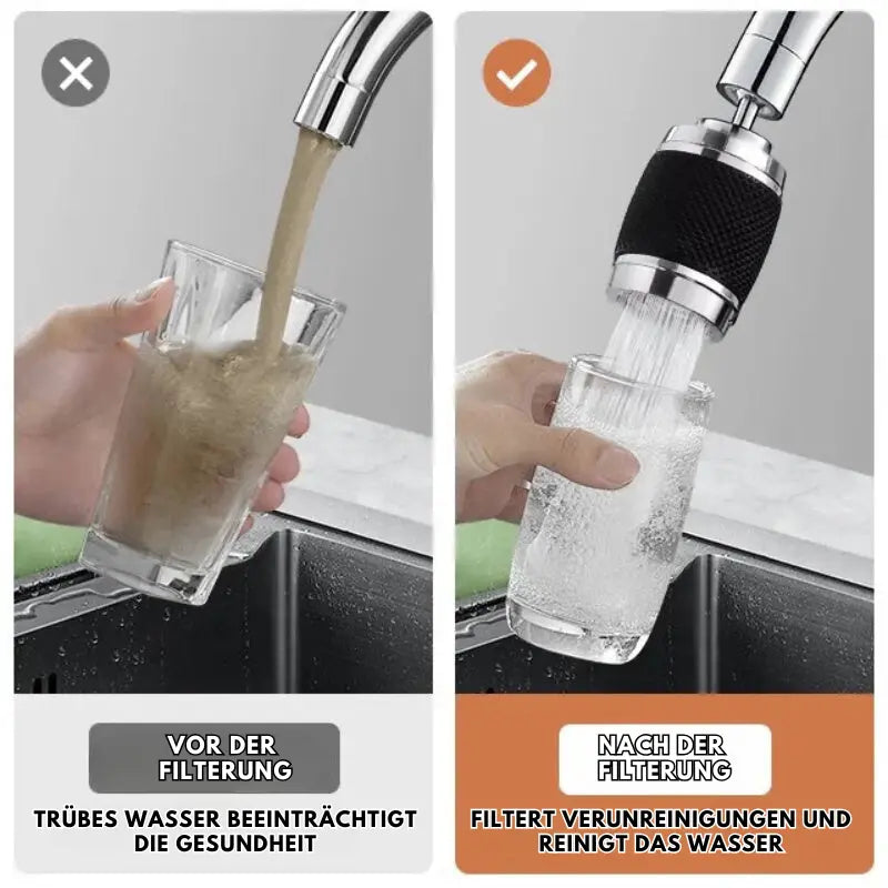360° Wasserhahn-Aufsatz – Spritzschutz, drehbar & werkzeuglos montierbar