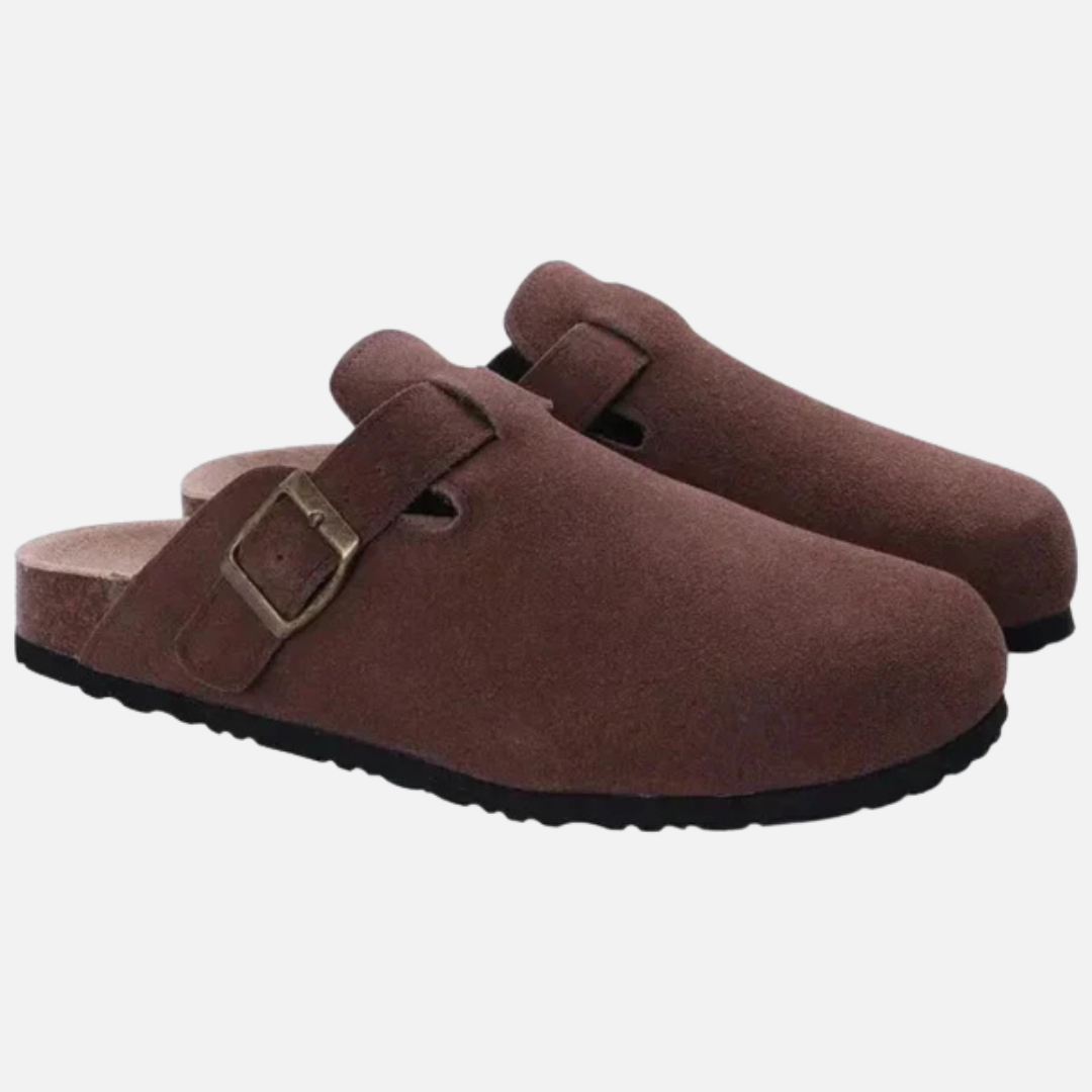 Herren Wildleder Orthopädische Komfort Clogs - Schnallen-Absatzmules