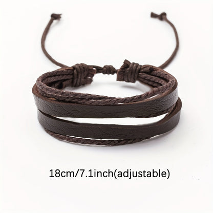 Lederarmband-Set mit Holzperlen – Mehrlagig verstellbar