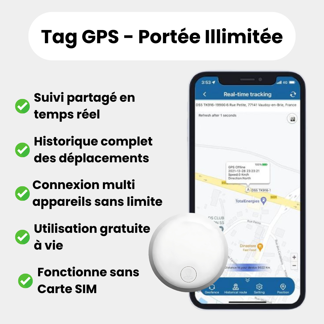 Tag GPS Enfant Sans Abonnement - ANDROID / iOS - Narsago