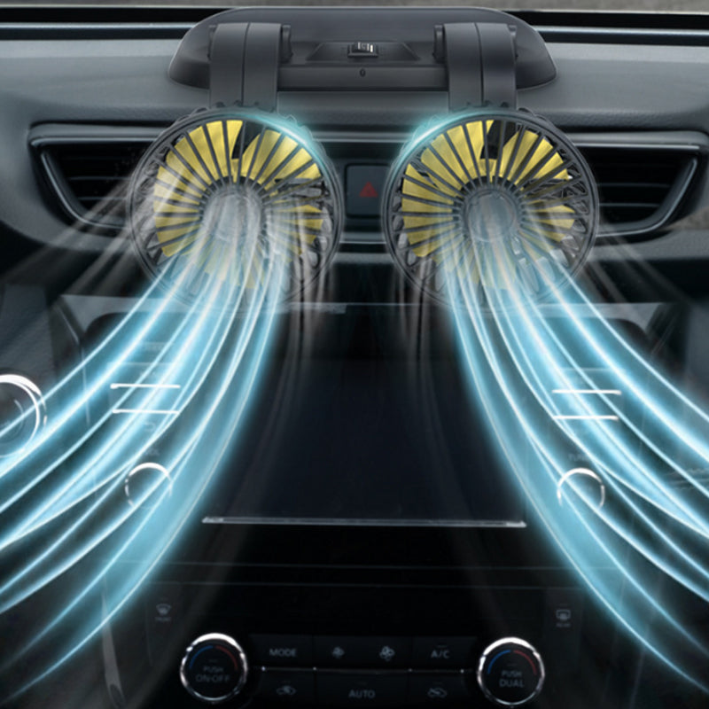Doppellüfter für das Auto – 360° Rotation, 12V/24V/USB, leise