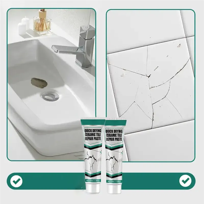 Pâte de réparation à séchage rapide pour carrelage – fissures, éclats et joints