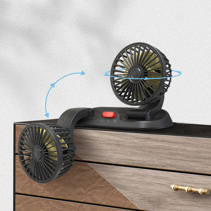 Doppellüfter für das Auto – 360° Rotation, 12V/24V/USB, leise