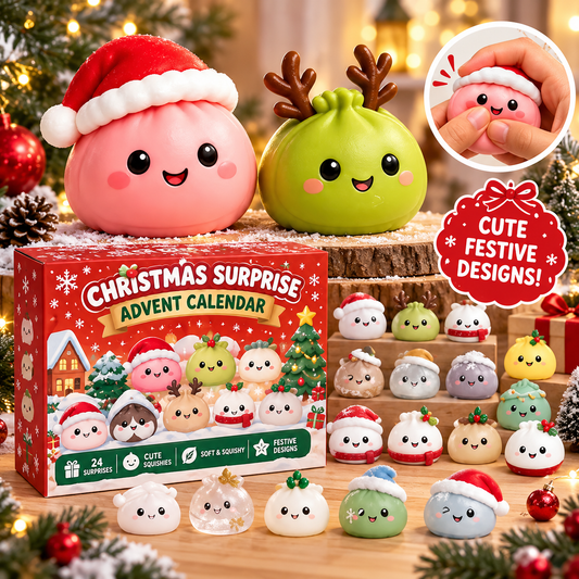 Adventskalender mit 24 Squishy-Dumplings – Spielzeug-Überraschungen für Kinder und Erwachsene
