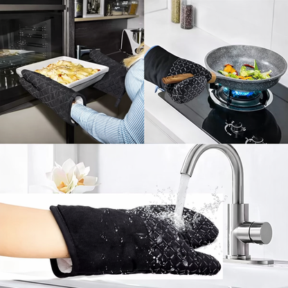Gants de Cuisine Résistants Anti-Chaleur en Silicone 30 cm | Gant Four Antidérapant Épais Haute Température