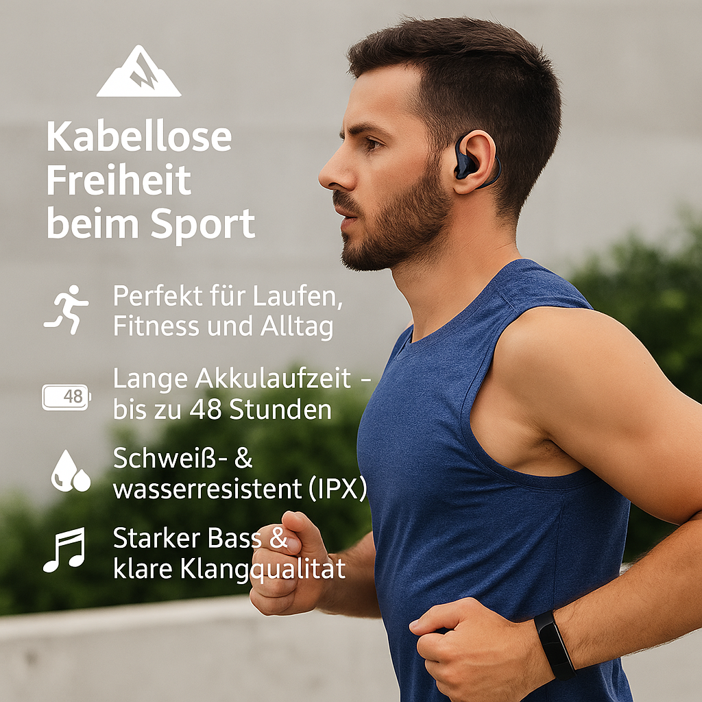 Sportkopfhörer Bluetooth 5.3 – Kabel, 60h Akku, Wasserdicht &amp; Premium Sound