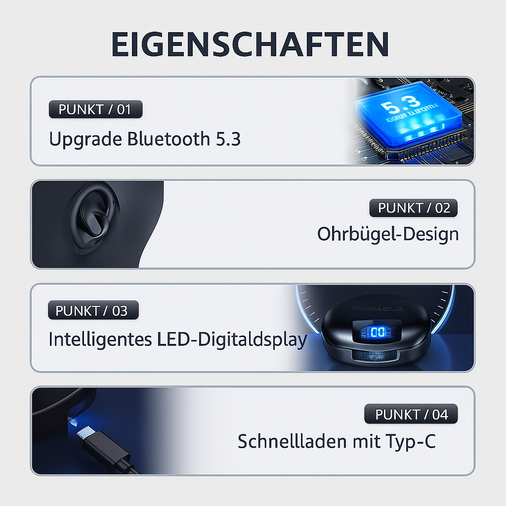 Sportkopfhörer Bluetooth 5.3 – Kabel, 60h Akku, Wasserdicht &amp; Premium Sound