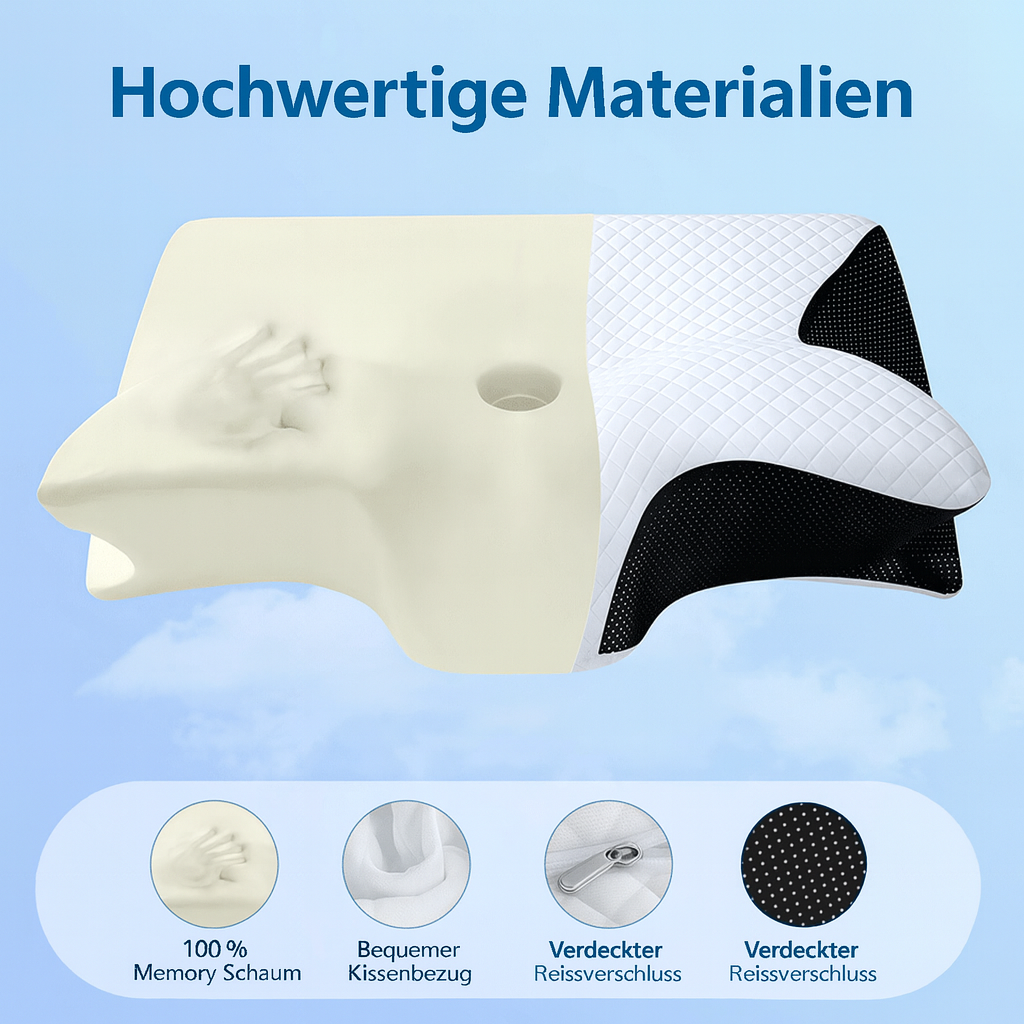 Nackenkissen – ergonomische Memory-Schaum-Kissen, atmungsaktiv, waschbarer Bezug