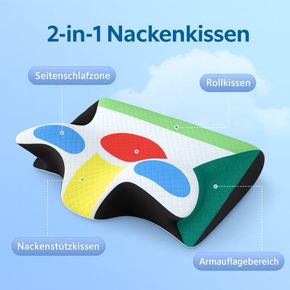 Nackenkissen – Ergonomisches Memory-Schaum-Kissen, atmungsaktiv, waschbarer Bezug