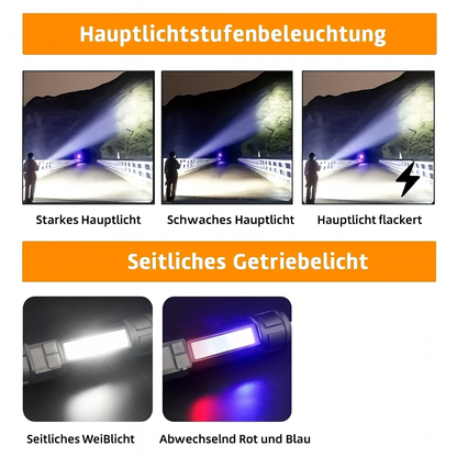 LED Taschenlampe USB-C, zoombar – 32 000 Lux, >500 m Reichweite, 5 Modi, wasserdicht, 78 g