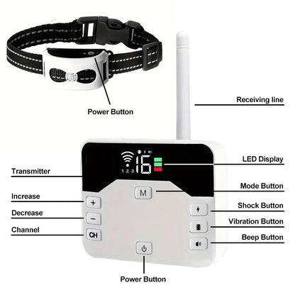 Drahtloszaun & Trainingshalsbandkollier 2-in-1 – IP65, 300 m Reichweite
