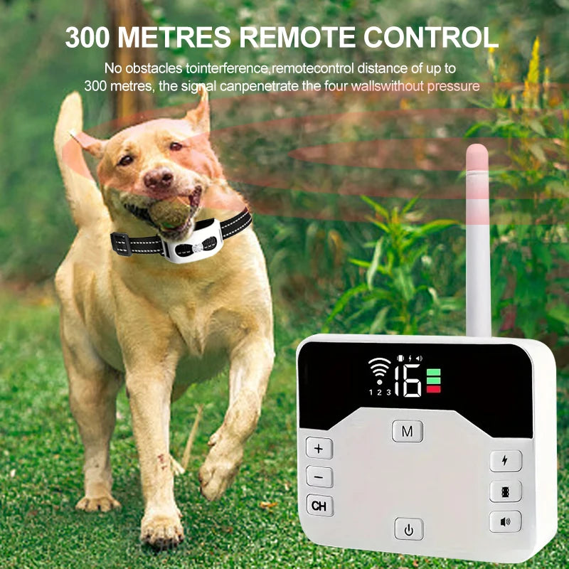 Drahtloszaun & Trainingshalsbandkollier 2-in-1 – IP65, 300 m Reichweite