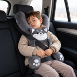 Coussin de voyage pour enfant avec fixation à la ceinture de sécurité - peluche douce faisant office de coussin de nuque, env. 56 × 42 cm