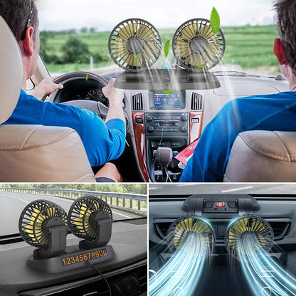 Doppellüfter für das Auto – 360° Rotation, 12V/24V/USB, leise