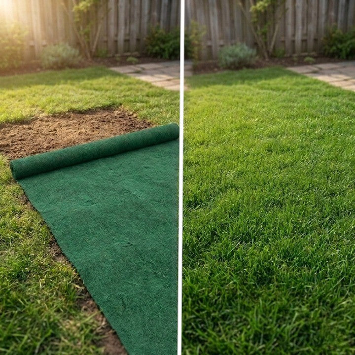 Tapis de graines de gazon biologique – Déroulez-le, arrosez-le et laissez-le pousser (paquet de 2)