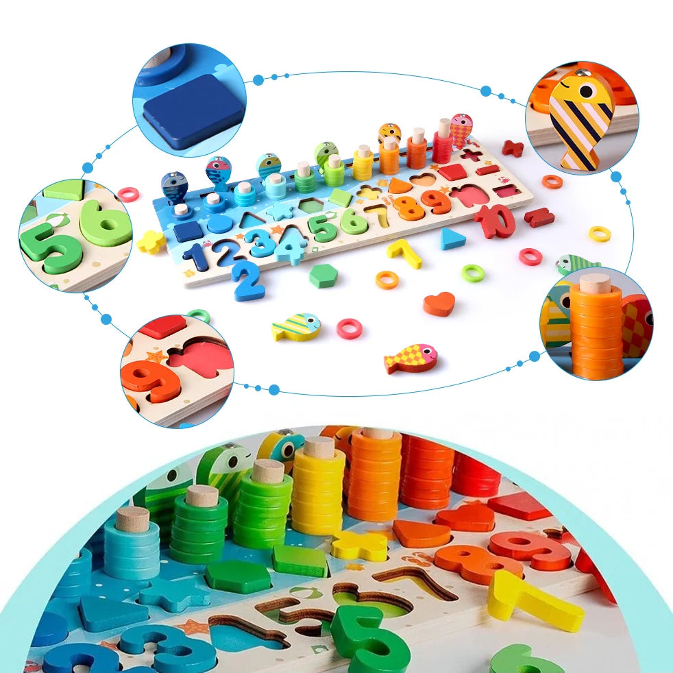 Montessori Holzzahlen Puzzle Lernspielzeug