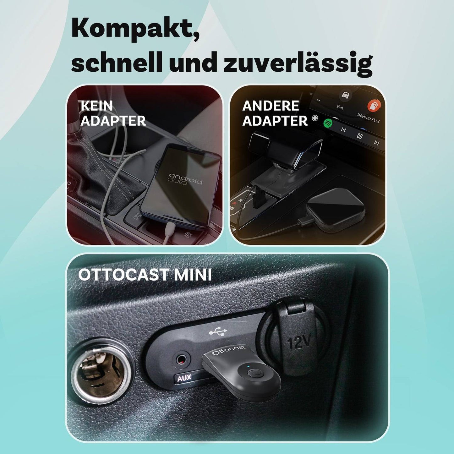 Ottocast® 2025 Mini Wireless CarPlay und Android Auto Adapter