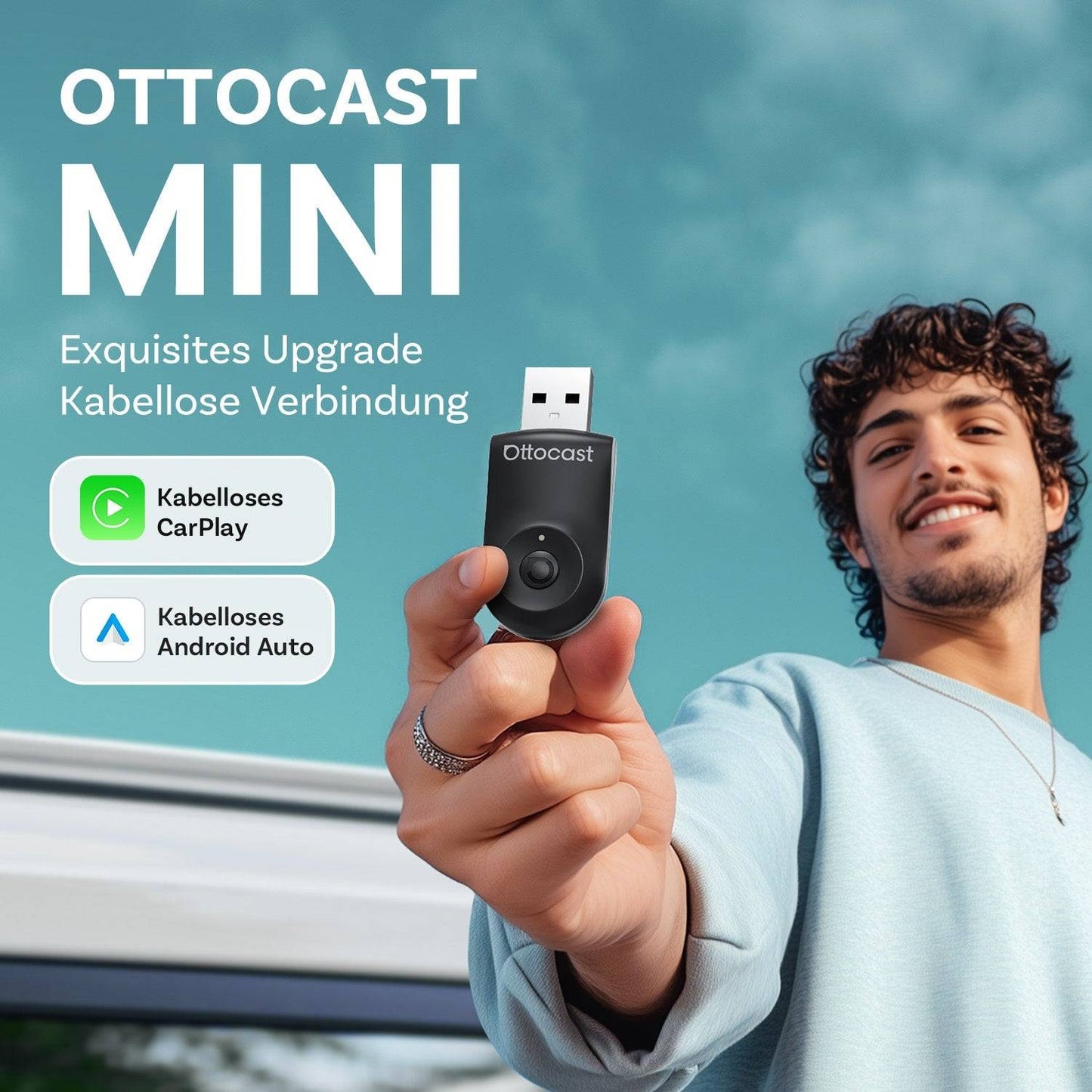 Ottocast® 2025 Mini Wireless CarPlay und Android Auto Adapter