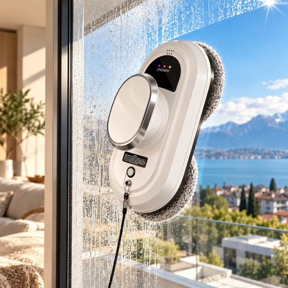 Robot lave-vitres avec télécommande - puissance d’aspiration de 5600 Pa, cordon de sécurité et batterie de secours