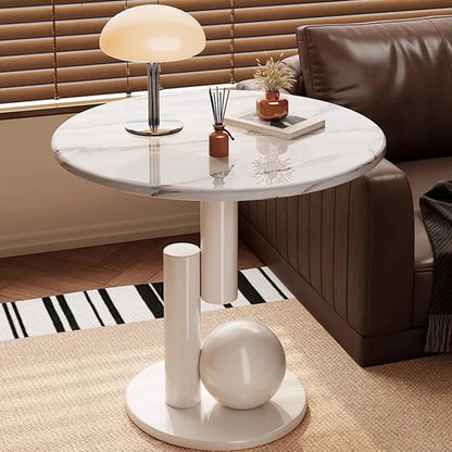 Table d'appoint ronde avec plateau effet marbre