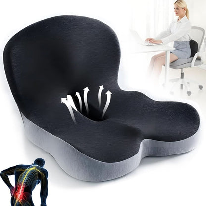 Sitzkissen | Ergonomisches Memory Foam Sitzkissen | Druckentlastend & Rutschfest | ErgoComfort