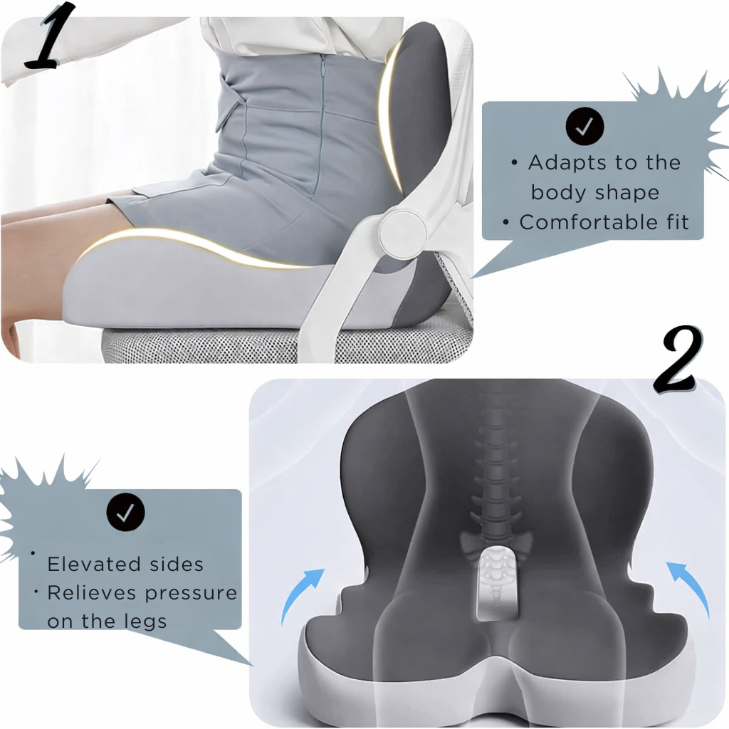 Sitzkissen | Ergonomisches Memory Foam Sitzkissen | Druckentlastend & Rutschfest | ErgoComfort