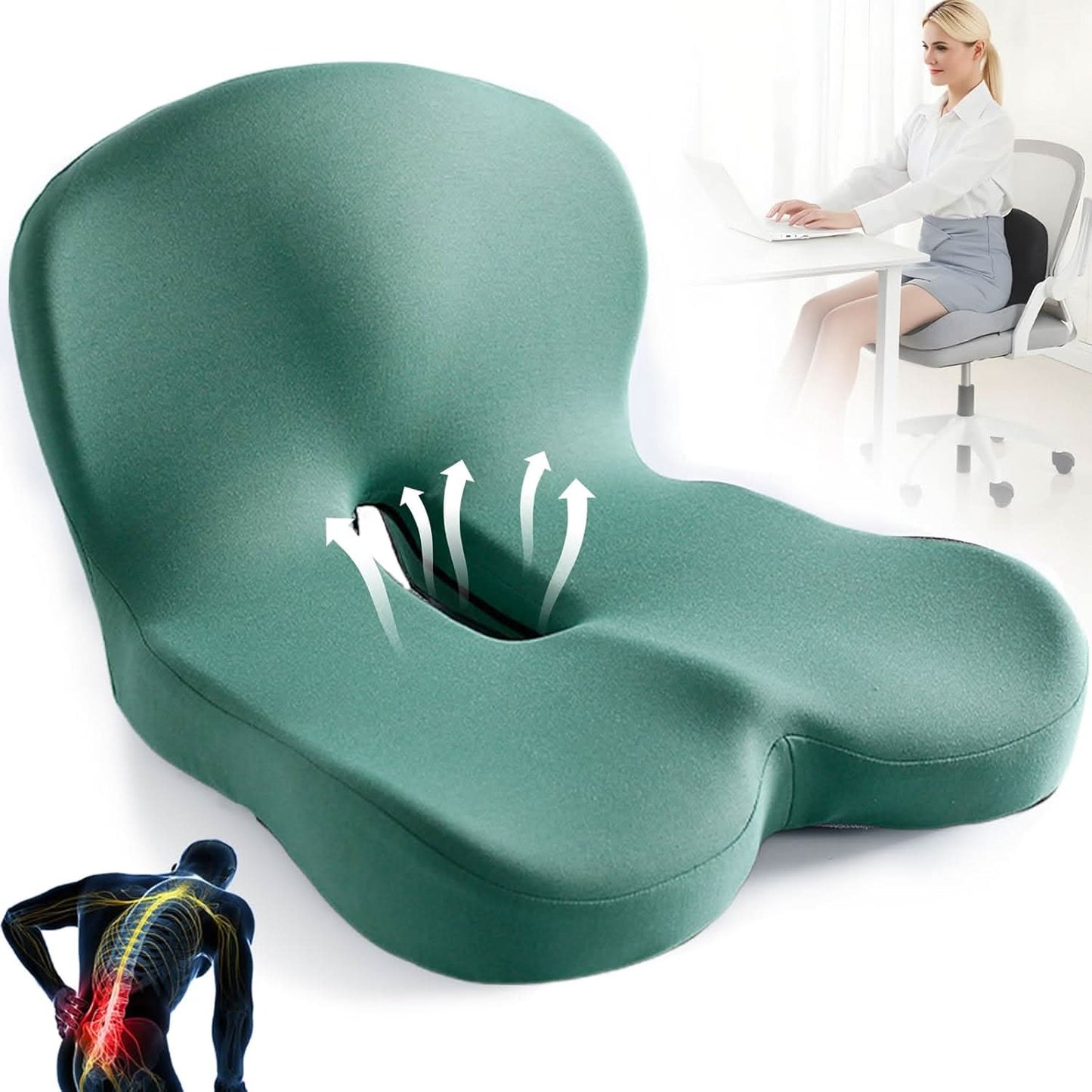 Sitzkissen | Ergonomisches Memory Foam Sitzkissen | Druckentlastend & Rutschfest | ErgoComfort
