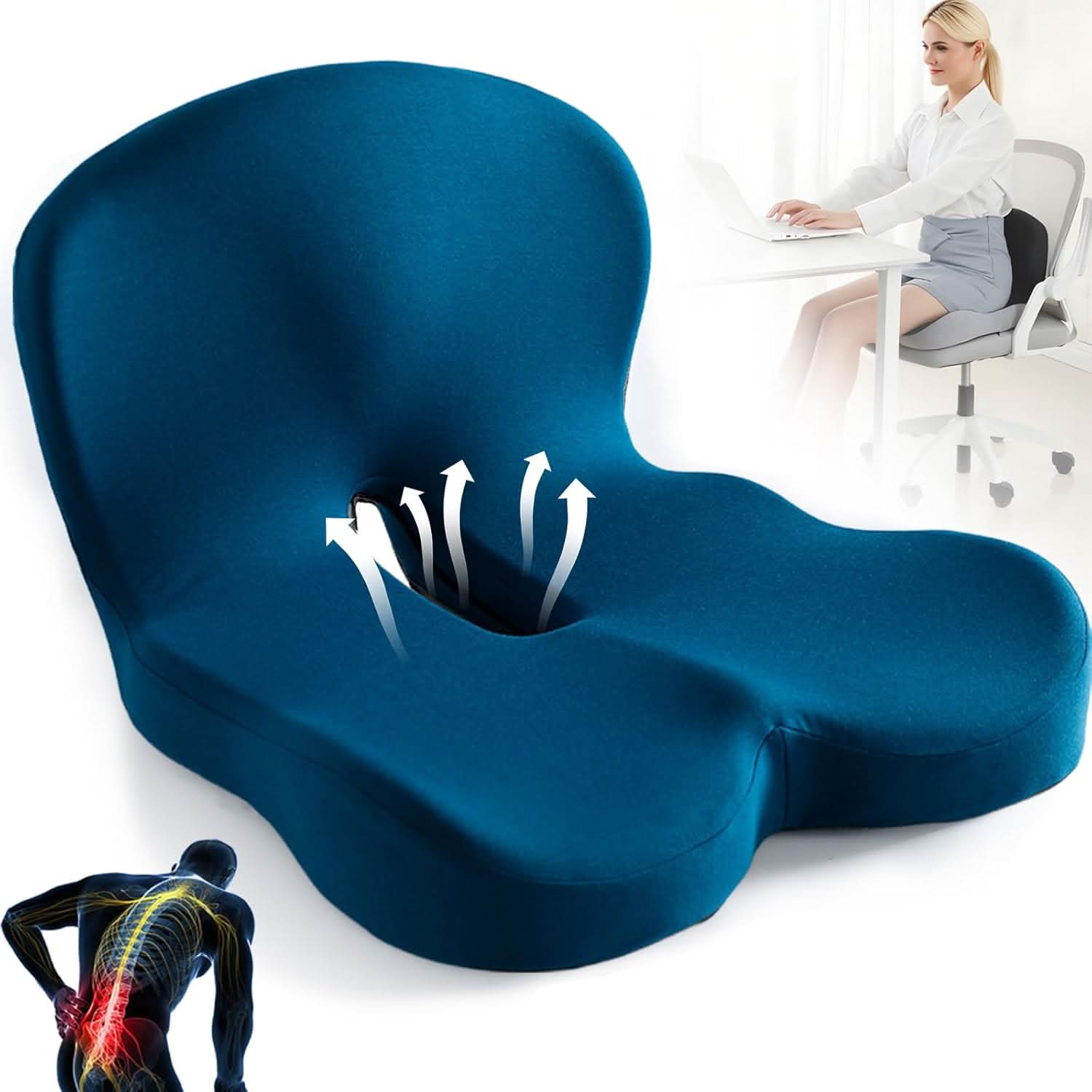 Sitzkissen | Ergonomisches Memory Foam Sitzkissen | Druckentlastend & Rutschfest | ErgoComfort