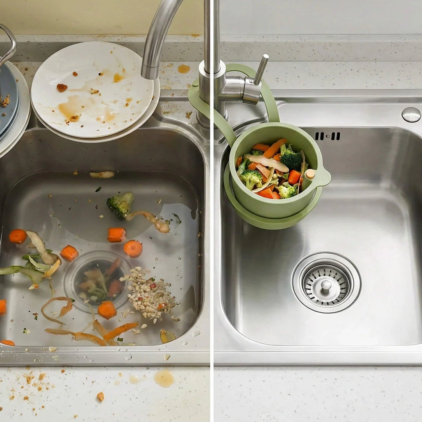 Panier d'égouttage suspendu – Système de filtration en deux parties, vidange en un clic