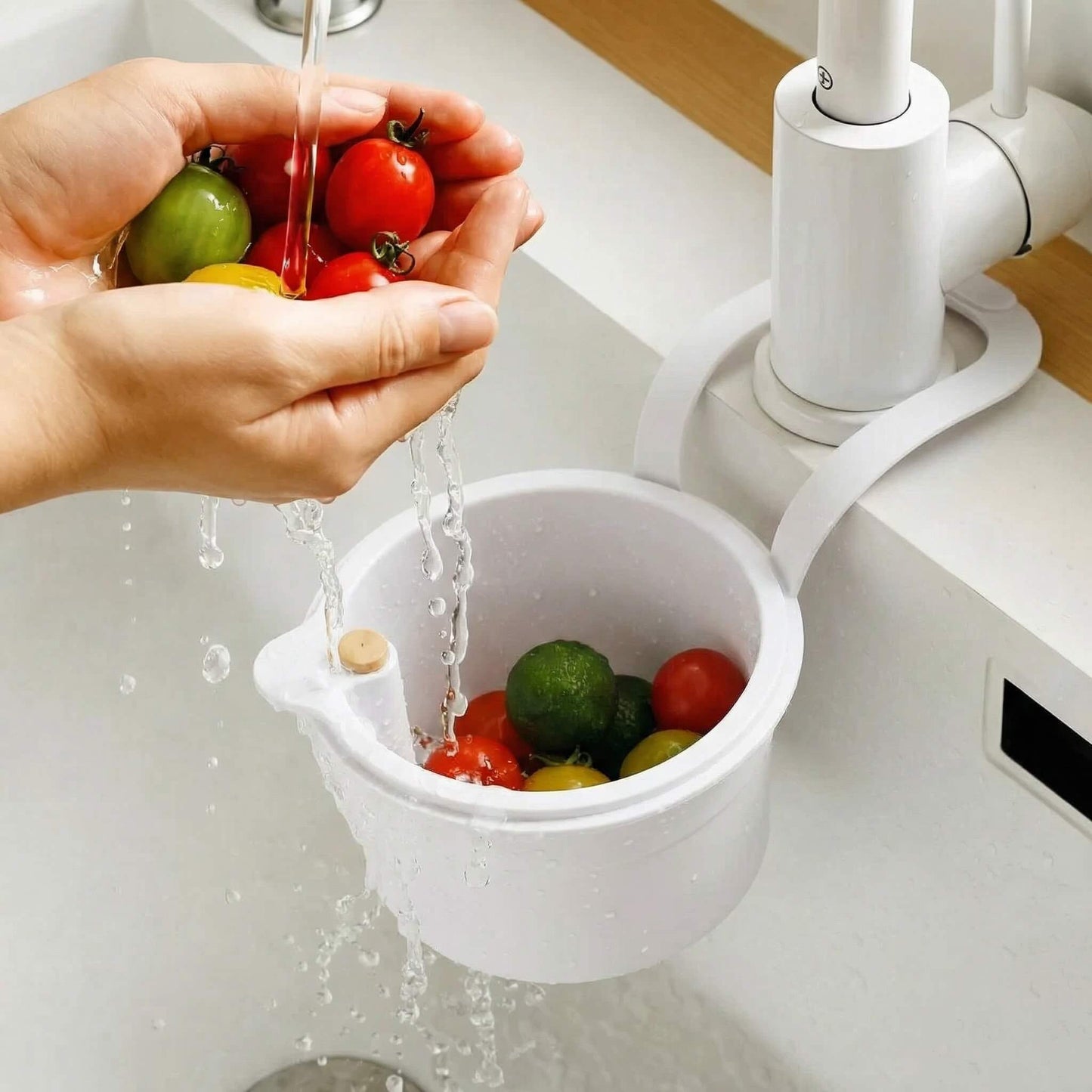 Panier d'égouttage suspendu – Système de filtration en deux parties, vidange en un clic