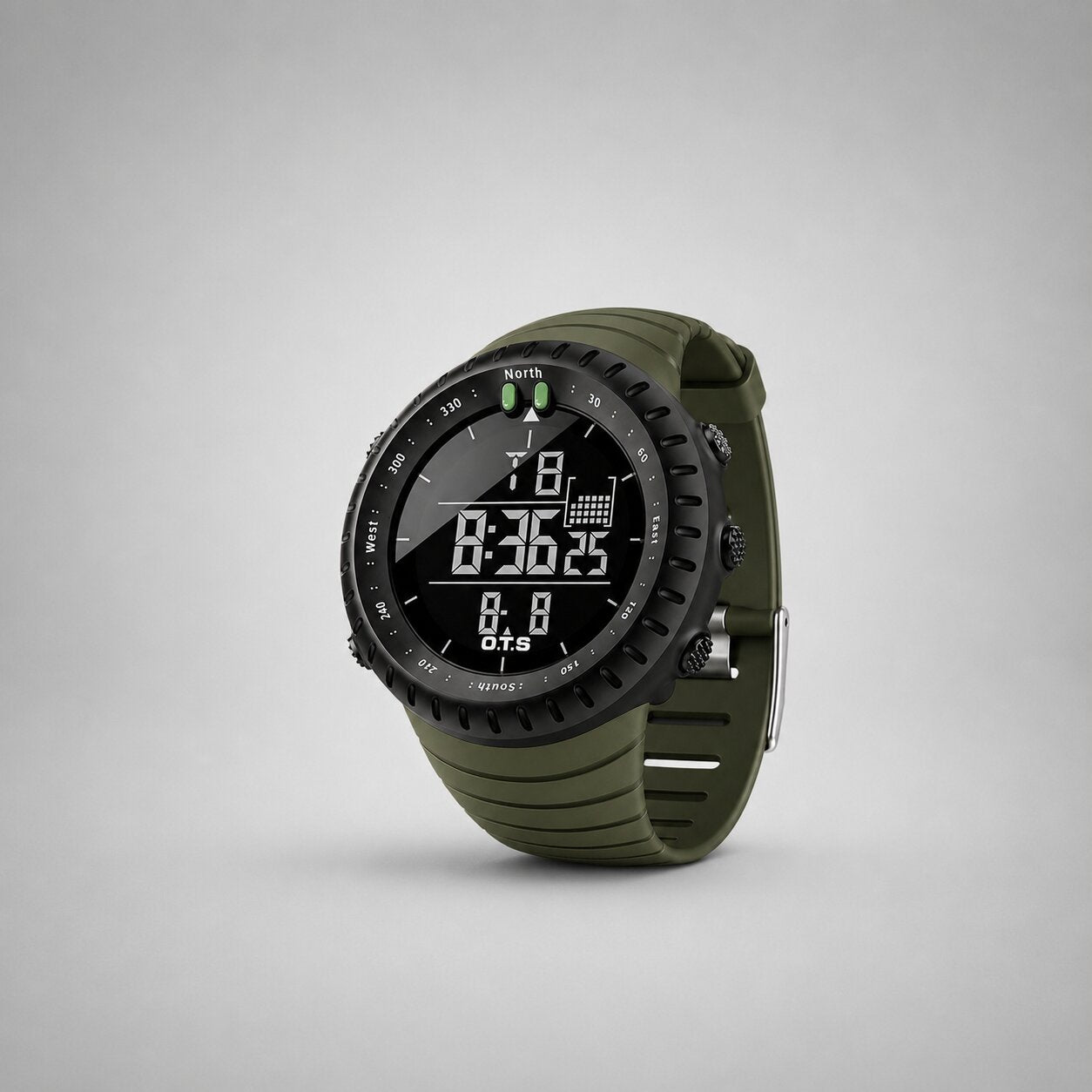 Montre de sport numérique étanche | Boîtier antichoc | Lumière LED, alarme et chronomètre | TidalPulse