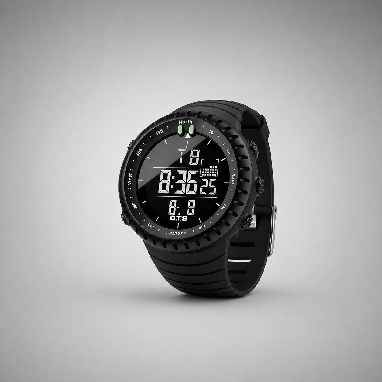Montre de sport numérique étanche | Boîtier antichoc | Lumière LED, alarme et chronomètre | TidalPulse