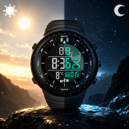Montre de sport numérique étanche | Boîtier antichoc | Lumière LED, alarme et chronomètre | TidalPulse