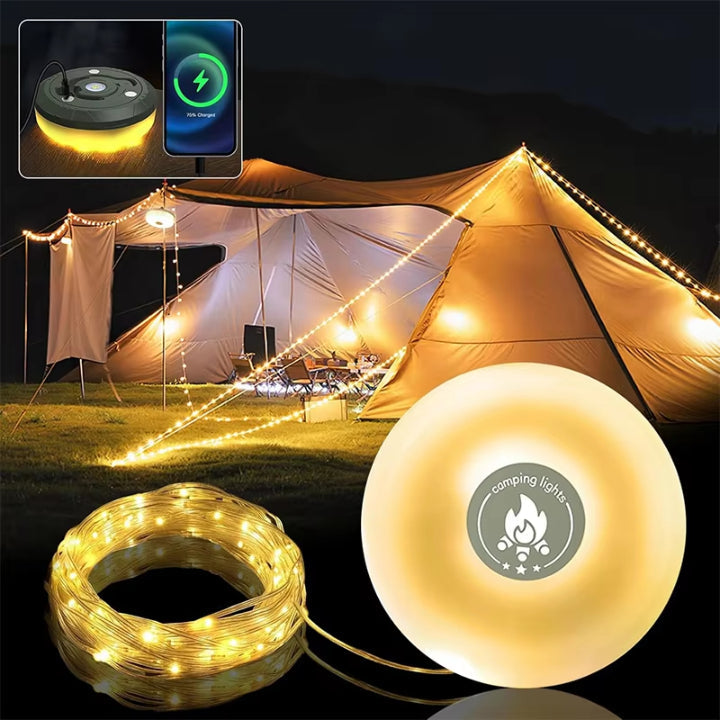 Lampe de camping avec guirlande lumineuse RGB de 10 m – ambiance et sécurité garanties pour toutes vos excursions