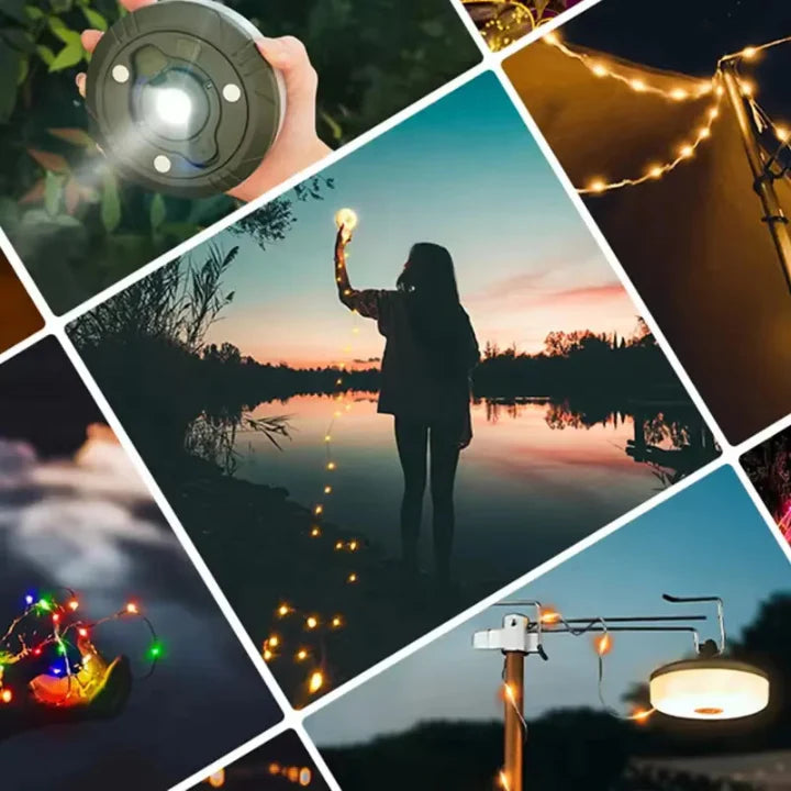 Lampe de camping avec guirlande lumineuse RGB de 10 m – ambiance et sécurité garanties pour toutes vos excursions