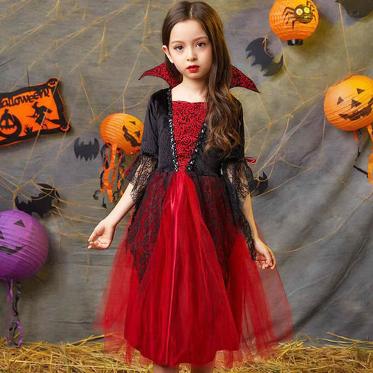 Costume d'Halloween pour filles et garçons, robe de vampire, déguisement de mariée fantôme, cosplay gothique, démon, chauve-souris, tenue de carnaval Vampiran