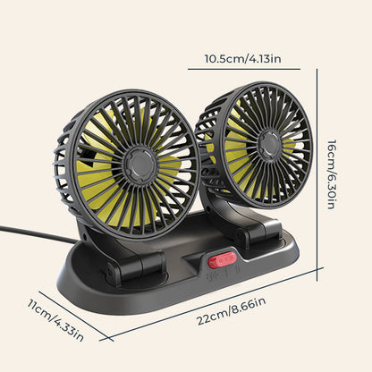 Doppellüfter für das Auto – 360° Rotation, 12V/24V/USB, leise