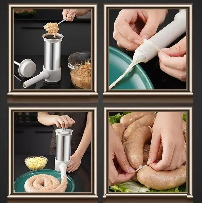 Wurstfüller Edelstahl mit 4 Füllaufsätzen