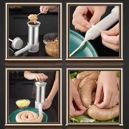 Wurstfüller Edelstahl mit 4 Füllaufsätzen