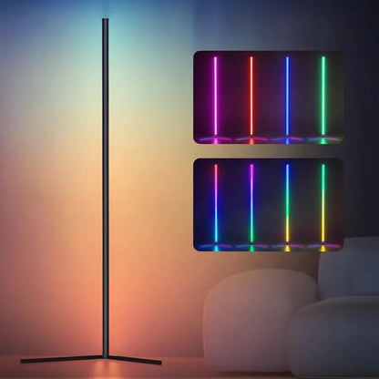 Lampadaire d'angle LED avec contrôle par application et changement de couleur