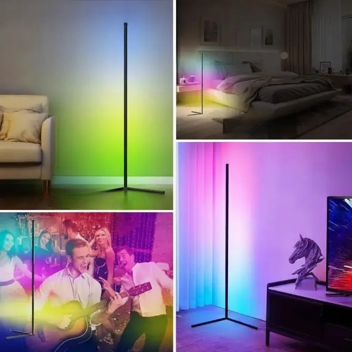 Lampadaire d'angle LED avec contrôle par application et changement de couleur