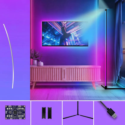 Lampadaire d'angle LED avec contrôle par application et changement de couleur