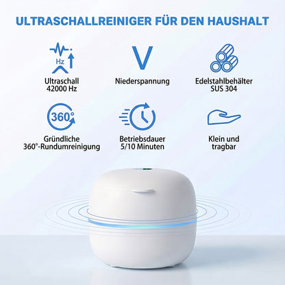 Ultraschallreiniger für Zahnspangen und Aligner mit UVC-Lampe, 42 kHz, Zyklus 5 oder 10 Minuten